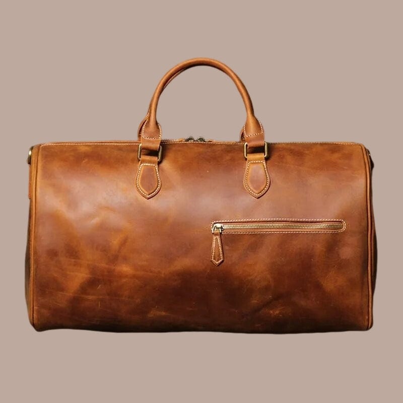sac de voyage cuir marron Marron Clair / 51cm x 27cm x 24cm