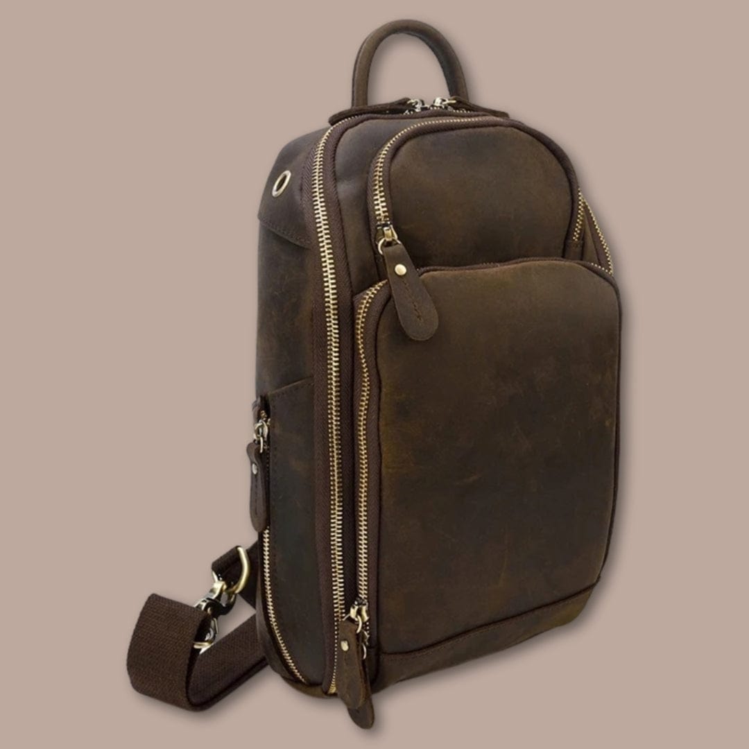 Sac Epaule Homme Marron Foncé / 19cm x 33cm x 8cm