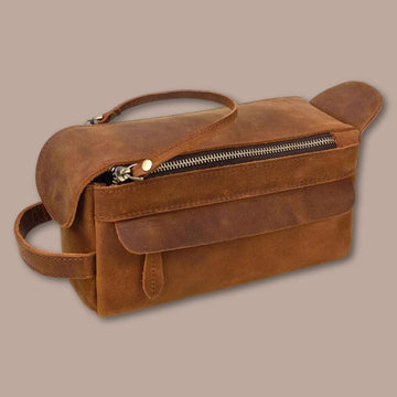 Trousse Toilette Homme Voyage Marron Clair / 24cm x 12cm X 10.5cm