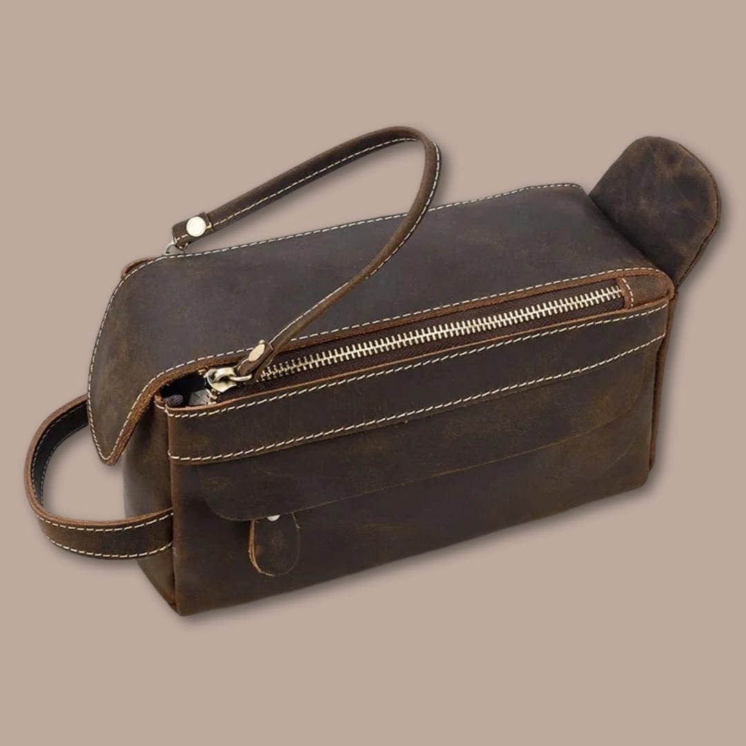 Trousse Toilette Homme Voyage Marron Foncé / 24cm x 12cm X 10.5cm